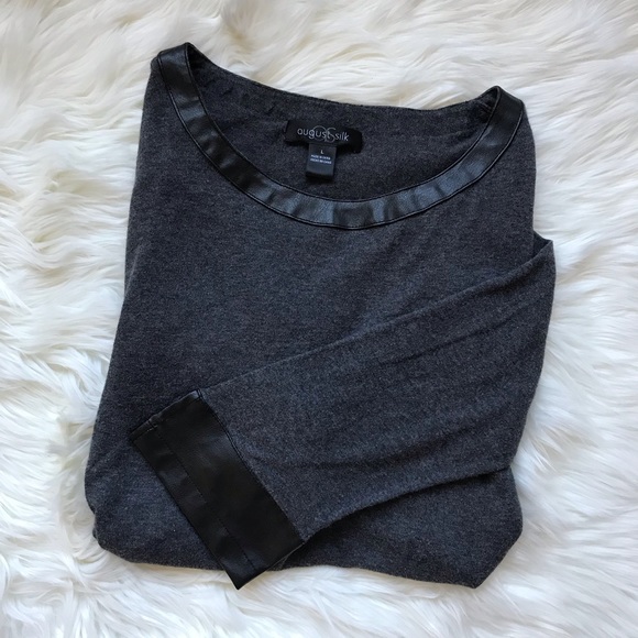 august silk Tops - August Silk Leather Cuffed Shirt